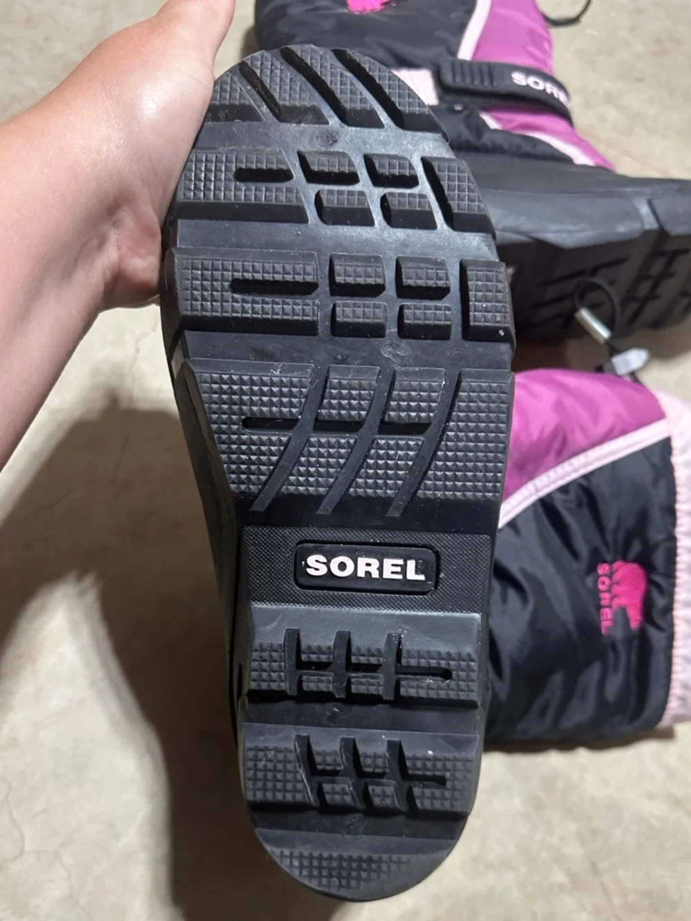 Sorel Flurry Kids Pink Black Snow Boots